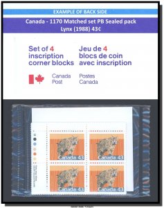 Canada - 1170 Matched set PB Sealed pack - Lynx (1988) 43¢
