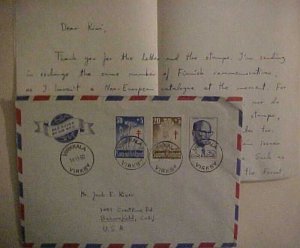 FINLAND LETTER IN ENGLISH 1960 TO US