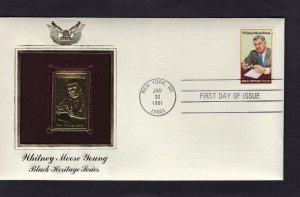 1875 Whitney Young, FDC PCS Gold Replica