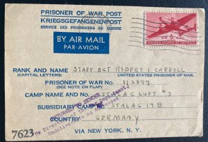 1945 Grand Rapid USA Airmail Sheet Cover to Prisoner of War Stalag Luft3 Germany