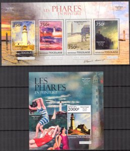 Togo 2013 Art Paintings Lighthouses Sheet + S/S MNH