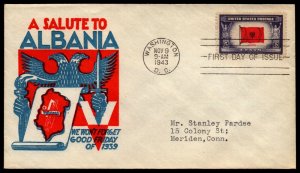 Scott 918 - 5 Cents Albania - Typed Address - Staehle FDC - Planty 918-18