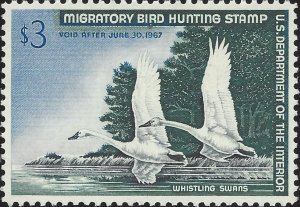 US Scott #RW33 Mint Hinged XF 1966 US Federal Duck Stamp