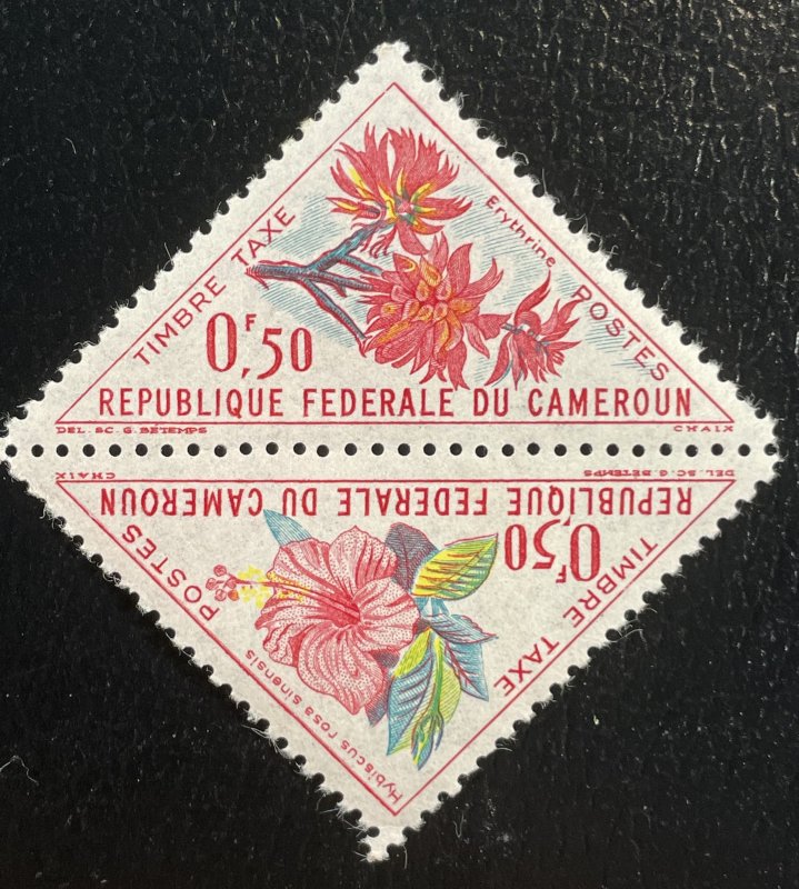 Cameroun #J34-J35 (J35a) Mint Hinged Pair - 1963 Flowers: Hibiscus + Erythrina