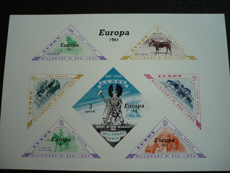 Europa 1961 - Lundy Island Souvenir Sheet Cinderellas Imperf