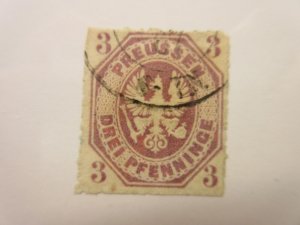 German States PRUSSIA Scott 14 SMALL THIN USED Lot11 Cat $45