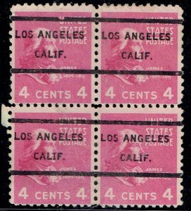 1938 4c Madison w/precancel f/LOS ANGELES CA (808-237)  Blk of 4. NICE!