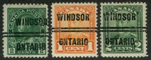 Canada Precancel WINDSOR 3-107, 3-149, 3-150