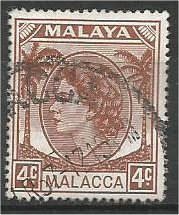 MALACCA, 1954, used 4c, Elizabeth II Scott 31