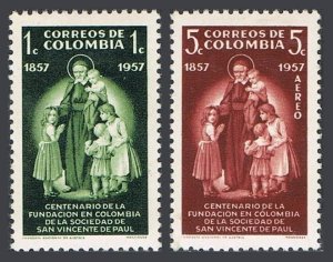 Colombia 678, C304 two sets, MNH. Michel 822-823. St Vincent de Paul, 1957.