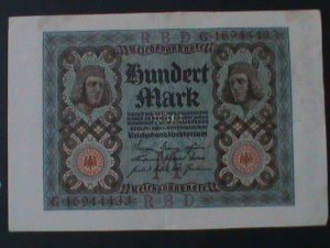 GERMANY-1920-IMPERIAL BANK NOTE-100 MARK-CIRCULATED-VF-104 YEARS OLD