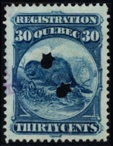 1871 Canada Revenue Quebec 30 Cents Registration Used Dark Blue Color