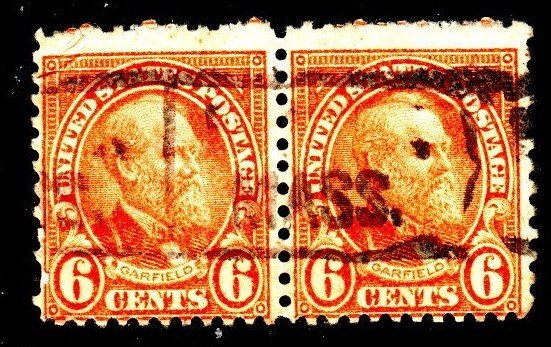 SC# 638 - (6c) - Garfield red orange, Used Precancel Pair