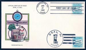 UNITED STATES FDC 20¢ Consumer Ed DUAL 1982 Collins H-P