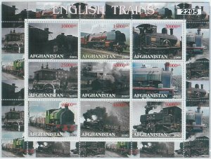 M2295 - AFGHANISTAN, MINIATURE SHEET: Trains, Steam Locomotives 2000