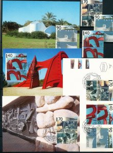 ISRAEL 1995 ART STATUES 3 MAXIMUM CARDS + FDC's + STAMPS MNH  