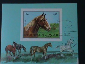 FUJEIRA-1970-WORLD FAMOUS BEAUTIFUL HORSES-IMPERF-CTO- S/S FANCY CANCEL-VF