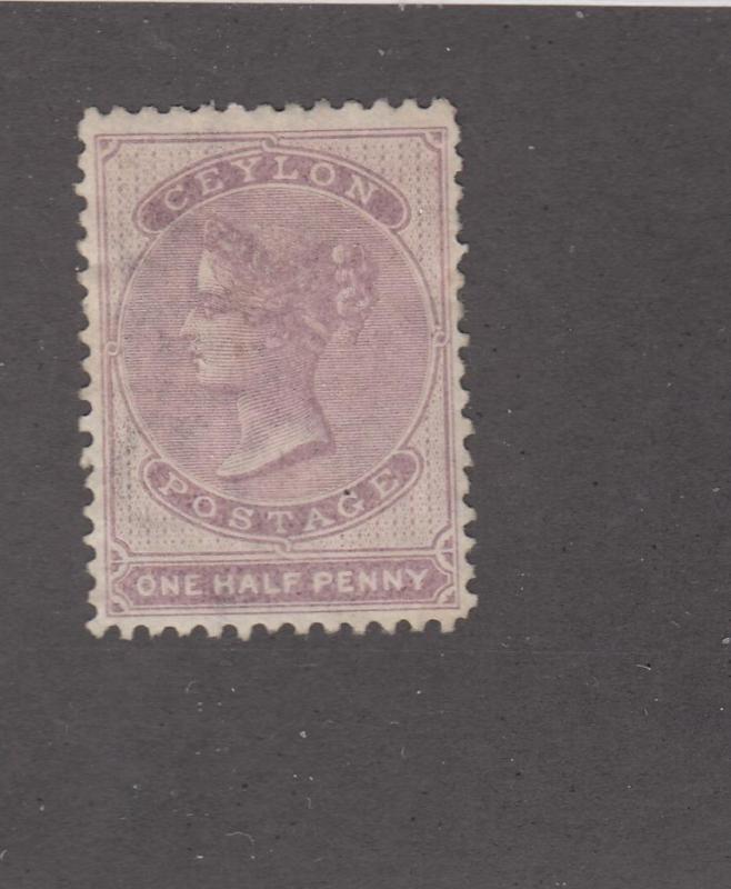 CEYLON # 45 VF-MLH WMK CC 1/2d LILAC CAT VALUE $72.50