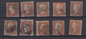 GB QV 1841 1d Red Imperf Unchecked Collection Of 10 BP9034