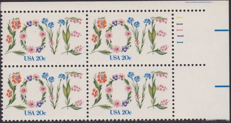 1951 Love Plate Block MNH