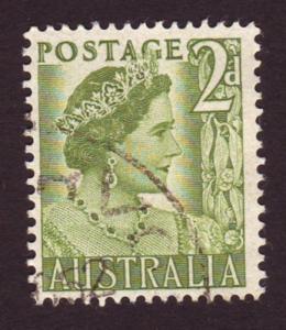 Australia 1951 Sc#231, SG#237 2d Green Queen, Queens, Royalty USED