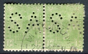 SOUTH AUSTRALIA; Early 1900s Official ' S. A. ' Perfin issue used 1/2d. Pair