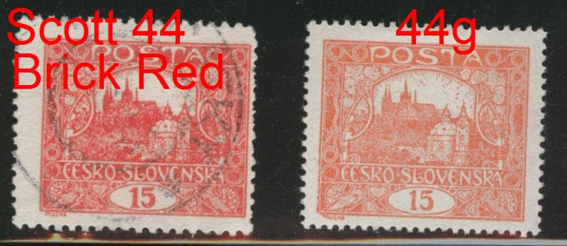 CZECHOSLOVAKIA Scott 44g MH* vemillion red perforated