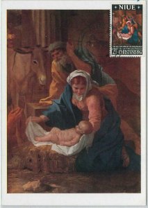 48281 - NIUE - MAXIMUM CARD - ART / CHRISTMAS: Nicolas Poussin1967-