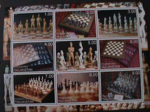 TAJIKISTAN 2000 WORLD FAMOUS NUDE CHESS & CHESS BOARD-MNH-SHEET VF RARE