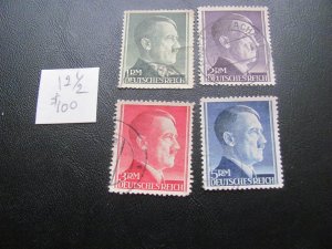 GERMANY 1941 USED SC 524-7 HITLER PERF. 121/2 VF/XF 100 EUROS (124)