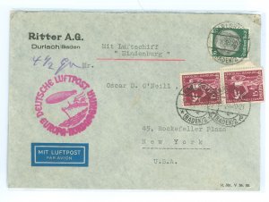 Germany 426/478 Carried on the 5 August 1936 North Atlantic Flight of (LZ129) the Hindenburg from Frankfurt (main) to Lakehurst,