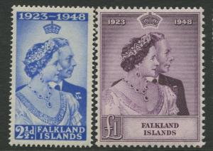 Falfland Is - Scott 99-100 -Silver Wedding Issue-1948 -MNH - Set of 2 Stamps