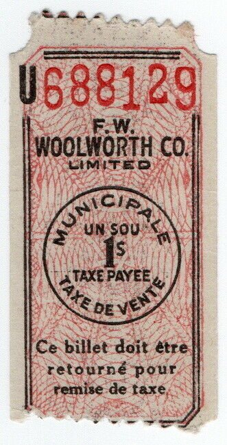 (I.B) Canada Revenue : Muncipal Sales Tax 1c (Woolworths)