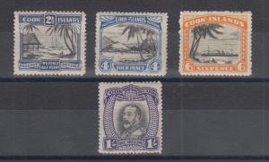 Cook Islands Sc 86a/90 MLH. 1932 KGV Pictorials, 4 unwatermarked singles, F-VF