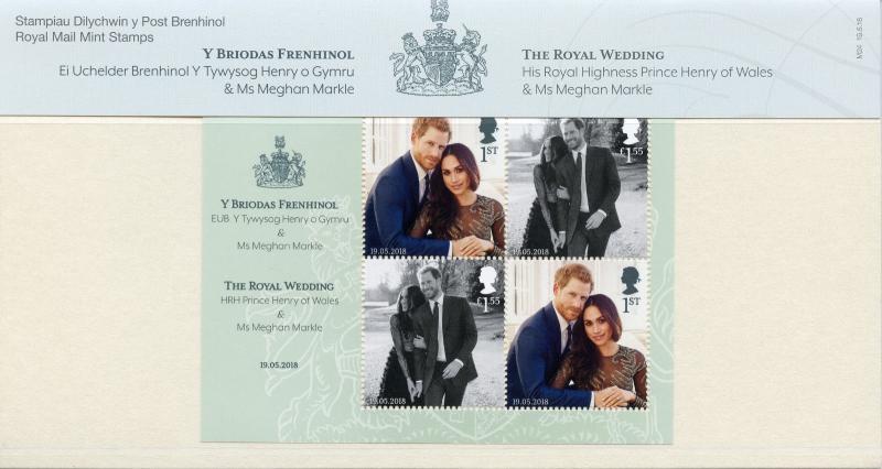 GB 2018 MNH Prince Harry & Meghan Royal Wedding 4v M/S Pres Pack Royalty Stamps