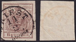 Austria - 1850 - Scott #4 - used - Type III - TRIEST pmk Italy