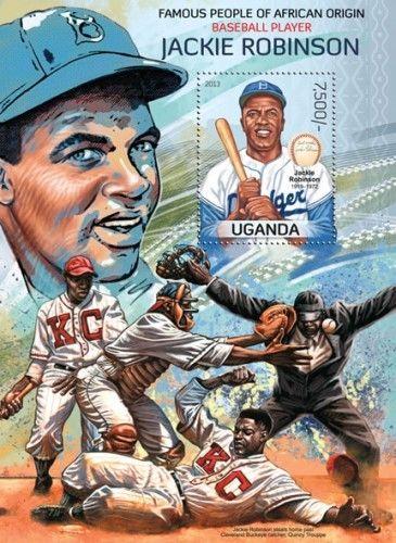 Baseball Africa Sports Robinson Mays Bankhead Paige Doby Uganda MNH stamp set