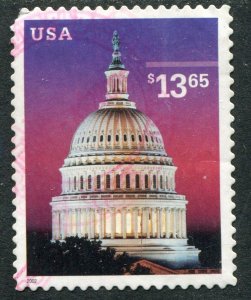 3648  $13.65 Capitol Dome Used, Red Cancel   VF