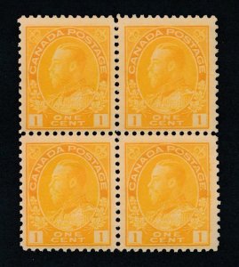 CANADA 105 MINT F-VF NH 1c ORANGE KGV BLOCK OF 4 ADMIRAL SERIES