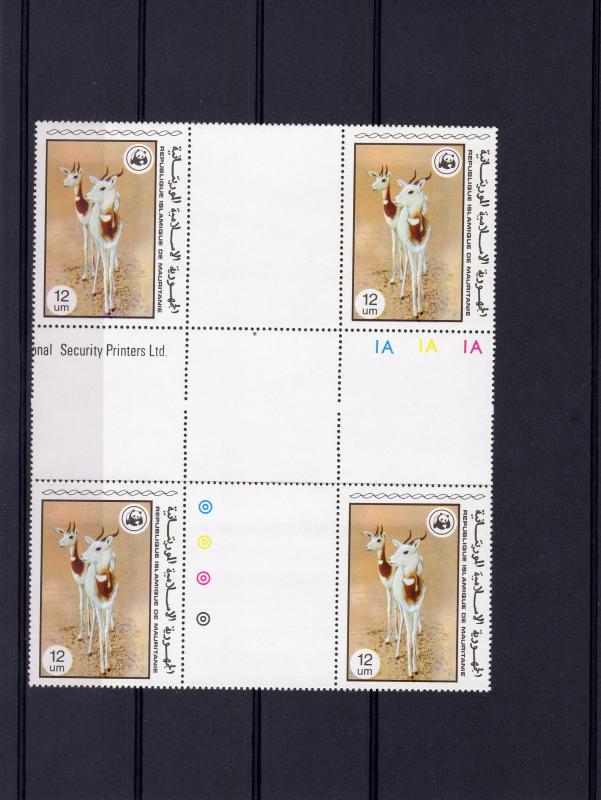 Mauritania 1978 WWF Gazelle 12um CROSS BLOCK UNFOLDED  MNH Mi.#596