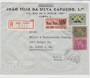 portugal 1963 air mail stamps cover ref 19366