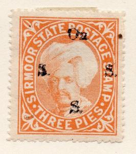 Indian States Sirmoor 1800s Early Issue Fine Mint Hinged 3p. Optd 084794
