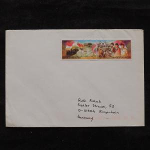 ZS-U515 INDONESIA - War, Paintings, Strip, Airmail To Germany Cover