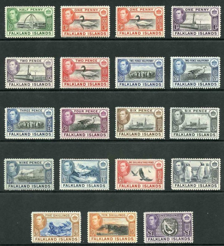 Falkland Is SG146/63 KGVI Set of 18 M/Mint