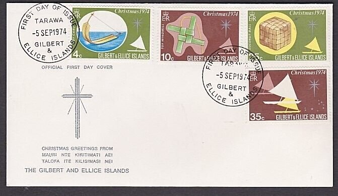 GILBERT & ELLICE IS 1974 Christmas set commem FDC..........................a4052