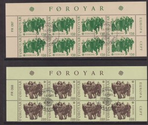 Faroe Islands  #63-64  cancelled  1981   Europa in blocks of 8 stamps