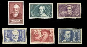 France, 1900-1950 #B54-59 ( YT 380-85) Cat€90, 1938 French Intellectuals, c...