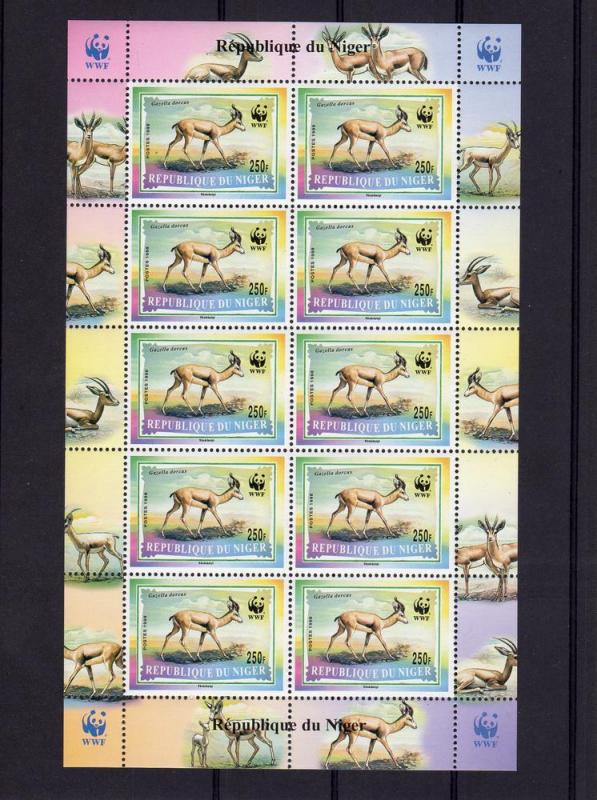 Niger 1998 W.W.F.DorcasGazelle 4 Mini-Sheetlets (40)MNH Perf