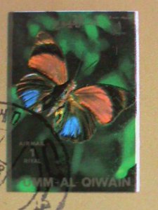 ​UMM AL QIWAIN STAMP-1973- LOVELY BUTTERFLIES  CTO-MNH STAMP SHEET -RARE