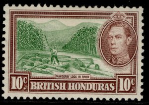 BRITISH HONDURAS GVI SG155, 10c green & reddish brown, LH MINT.